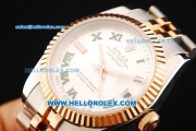 Rolex Datejust Oyster Perpetual Automatic Movement Steel Case with White Dial and Green Roman Numerals -Two Tone Strap