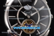 Parmigiani Tonda Tourbillon Asia ST25 Automatic Steel Case with Black Dial and Black Leather Strap Stick Markers