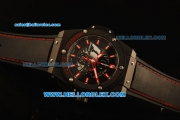 Hublot King Power F1 Chronograph Quartz PVD Case with Black Dial and Red Markers-Black Rubber Strap