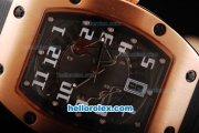 Richard Mille RM007 Rose Gold Case with White Number Markers and Black Leather Strap