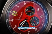 Ferrari Chronograph Quartz Movement PVD Case with Red Dial and Black Leather Strap