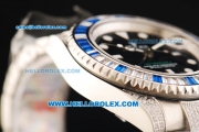 Rolex GMT-Master II Swiss ETA 2836 Automatic Movement Black Dial with White Markers and Diamond Bezel-Steel Diamond Strap