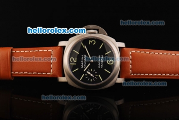 Panerai Marina Militare Pam 036 Swiss ETA 6497 Hand-Winding Movement Titanium Case with Black Dial and Brown Leather Strap