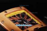 Richard Mille RM016 Rose Gold Case with Rose Gold Roman Markers and Black Leather Strap