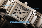 Cartier Tank Quartz Movement Full Steel with White Dial Lady Size