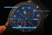 Ulysse Nardin Marine Diver Chronometer Automatic Movement Power Reserve PVD Case with Black Dial and Black Rubber Strap
