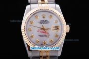 Rolex Datejust Automatic Two Tone with Gold Bezel,White MOP Dial and Diamond Marking
