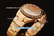 Rolex Daytona Chronograph Swiss Valjoux 7750 Automatic Rose Gold Case and Rose Gold Dial with PVD Bezel-Rose Gold Strap