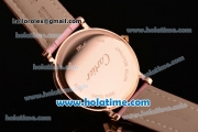 Cartier D'Art Miyota Quartz Steel Case with Roman Numeral Markers Pink Leather Bracelet and Pink/White Dial