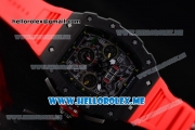 Richard Mille RM 11-03 Swiss Valjoux 7750 Automatic PVD Case with Skeleton Dial and Red Rubber Strap Arabic Numeral Markers