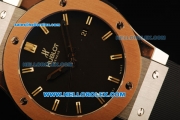 Hublot Classic Fusion Swiss ETA 2824 Automatic Movement Steel Case with Rose Gold Bezel and Black Rubber Strap