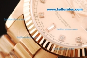 Rolex Day-Date Oyster Perpetual Automatic Rose Gold Case and Strap with Diamond Markers and Small Calendar