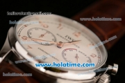 IWC Portuguese Chrono Miyota OS20 Quartz Steel Case with Brown Leather Bracelet White Dial and Rose Gold Markers