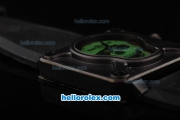 Bell & Ross BR 01-94 Automatic Movement with PVD Case and Green skeleton Dial-Black Rubber Strap