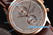 Patek Philippe Grand Complication Chronograph Miyota OS20 Quartz Rose Gold Case with Gray Dial and Stick Markers