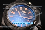 Breitling Avenger II Seawolf Asia 2813 Automatic PVD Case with Black Dial and Orange Stick Markers