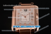 Cartier Tank Anglaise Miyota 9015 Automatic Rose Gold Case/Bracelet with Silver Dial and Diamonds Markers