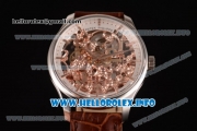 Patek Philippe Complicated Skeleton Asia Automatic Steel Case with Skeleton Dial and Brown Leather Strap (GF)