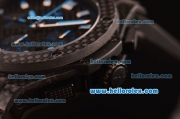 Hublot Big Bang Swiss Valjoux 7750 Automatic Carbon Fiber Case with Black Dial and Blue Markers