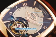 Parmigiani Kalpa XL Swiss Tourbillon Manual Winding Movement Rose Gold Case with Brown Leather Strap