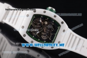 Richard Mille RM 055 Miyota 9015 Automatic Ceramic Case with Skeleton Dial White Rubber Strap and Dot Markers