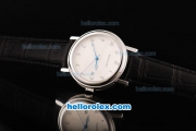 Breguet Swiss ETA 2836 Automatic Movement Steel Case with Steel Bezel-White Dial and Black Leather Strap