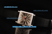 Franck Muller Master Square Swiss Quartz Movement Diamond Dial with Black Markers and Black Leather Strap