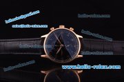 IWC Schaffhausen Quartz Movement Rose Gold Case with Black Dial and Rose Gold Marking