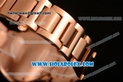 Cartier Rotonde De Miyota Quartz Rose Gold Case/Bracelet with Black Dial