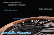Cartier Ronde Swiss Ronda Quartz Rose Gold Case with Black Leather Strap and White Dial