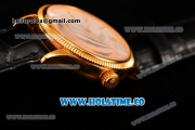 Rolex Cellini Time Asia 2813 Automatic Yellow Gold Case with White Dial Black Leather Strap and Stick Markers