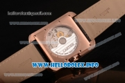 Cartier Tank Anglaise Miyota 9015 Automatic Rose Gold Case with Silver Dial Black Leather Strap and Roman Numeral Markers