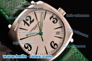 Vacheron Constantin Historiques Swiss Quartz Steel Case with Green Leather Strap Stick/Numeral Markers and White Dial