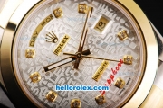 Rolex Day-Date II Oyster Perpetual Automatic Movement Two Tone with Gold Bezel-Silver Dial and Diamond Markers