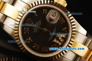Rolex Datejust Automatic Movement ETA Coating Case with Chocolate Dial and Two Tone Strap