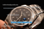 Rolex Datejust Oyster Perpetual Swiss ETA 2836 Automatic Steel Case Diamonds Markers With Black Dial Steel Bracelet (BP)