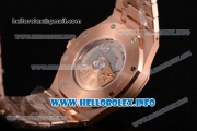 Audemars Piguet Royal Oak 41 MM Clone AP Calibre 3120 Automatic Rose Gold Case/Bracelet with White Dial and Stick Markers - 1:1 Original (JF)