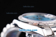 Rolex Day-Date Oyster Perpetual with Diamond Bezel,Light Ocean Blue Dial and Black Number Marking