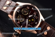 IWC Big Pilot Double Tourbillon Asia ST28 Automatic Rose Gold Case with Brown Dial and Brown Leather Strap Stick/Arabic Numeral Markers