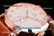 Vacheron Constantin Malte Miyota Quartz Rose Gold Case with Brown Leather Bracelet Diamond Markers and White Dial