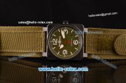 Bell & Ross BR03-92 Military Type Asia 2813 Automatic PVD Case with Black Dial and Green Nylon Strap - ETA Coating