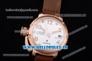 U-Boat Chimera Automatic Asia ST25 Automatic Rose Gold Case White Dial Brown Leather Strap and Arabic Number Markers