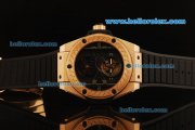 Hublot King Power Tourbillon Automatic Movement Rose Gold Case with Black Dial and Rubber Strap