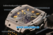 Hublot MP-06 Senna Chrono Miyota OS20 Quartz Steel Case with Yellow Stick Markers and Skeleton Dial