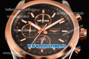 Longines Master Moonphase Miyota OS10 Quartz with Date Rose Gold Case with Black Dial and Stick Markers - Rose Gold Bezel