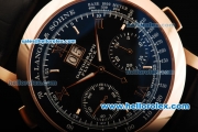 A.Lange&Sohne Datograph Flyback Chronograph Swiss Valjoux 7750 Manual Winding Movement Rose Gold Case with Black Dial and Rose Gold Markers