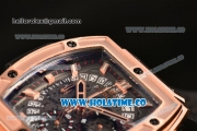 Hublot MP-06 Senna Chrono Miyota OS20 Quartz Rose Gold Case with Skeleton Dial Stick Markers and Black Leahter Strap