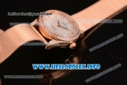 Omega De Ville Prestige Miyota Quartz Rose Gold Case/Bracelet with White MOP Dial Diamonds Bezel and Diamonds Markers