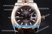 Rolex Datejust Clone Rolex 3135 Automatic Two Tone Case/Bracelet with Stick Markers and Grey Dial (BP)