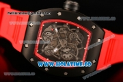 Richard Mille RM 055 Bubba Watson Tourbillon Manual Winding PVD Case with Skeleton Dial Dot Markers and Red Rubber Strap